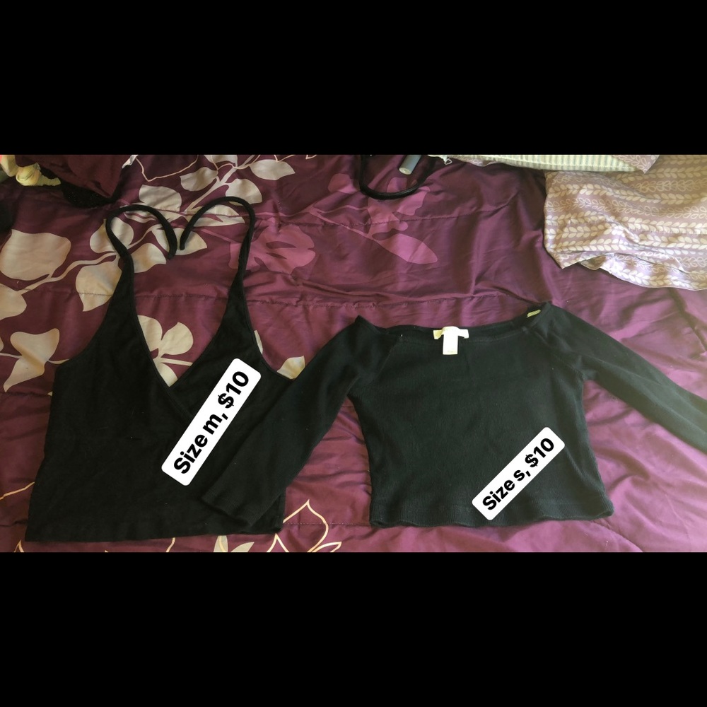 Two cute black crop tops